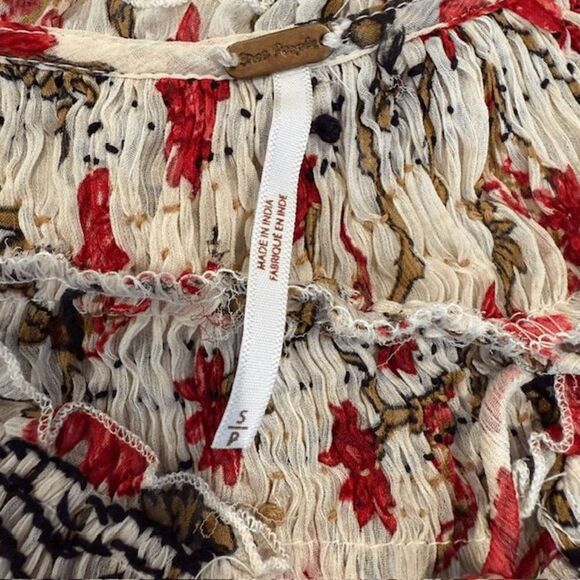 Free People Keeping Up With Kara Tunic Ivory Floral Chiffon Embroidery Small - Picture 9 of 15